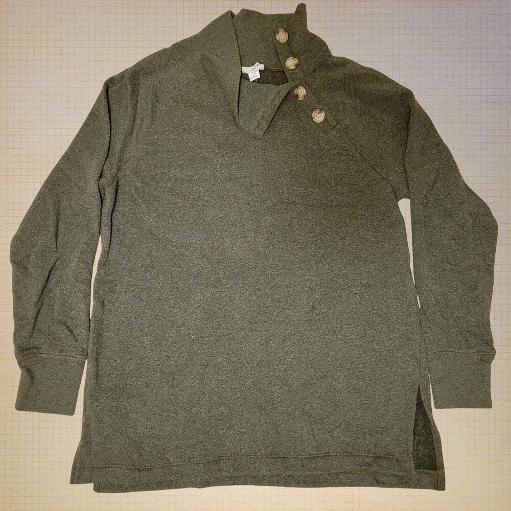 J.Crew Women's XS Button Cowl Neck Sweater Soft Knit Cozy Pullover